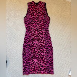Milly Fuchsia and Black Animal Print Mini Dress